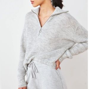 Quince Baby Alpaca-Wool Quarter Zip Light Grey